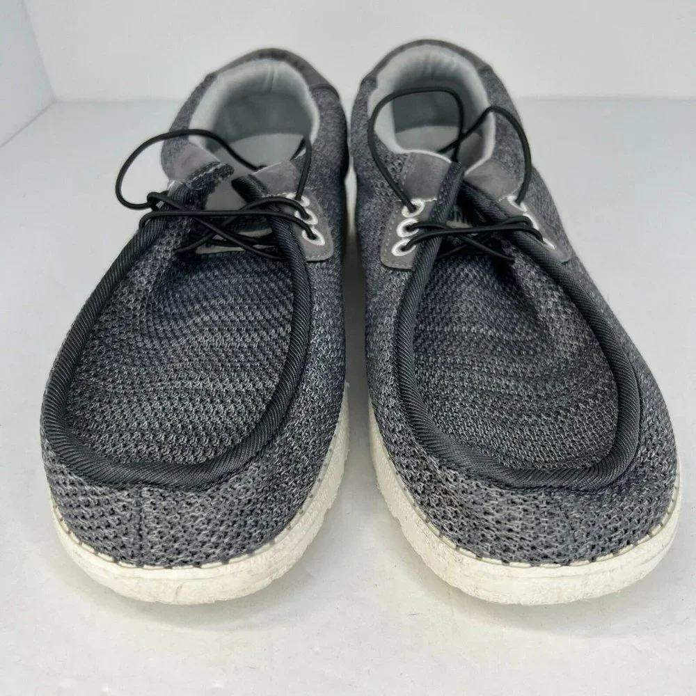 Uniqweto Mens Dark Gray Fabric Lace Up Round Toe Solid Size 9 Casual Shoes